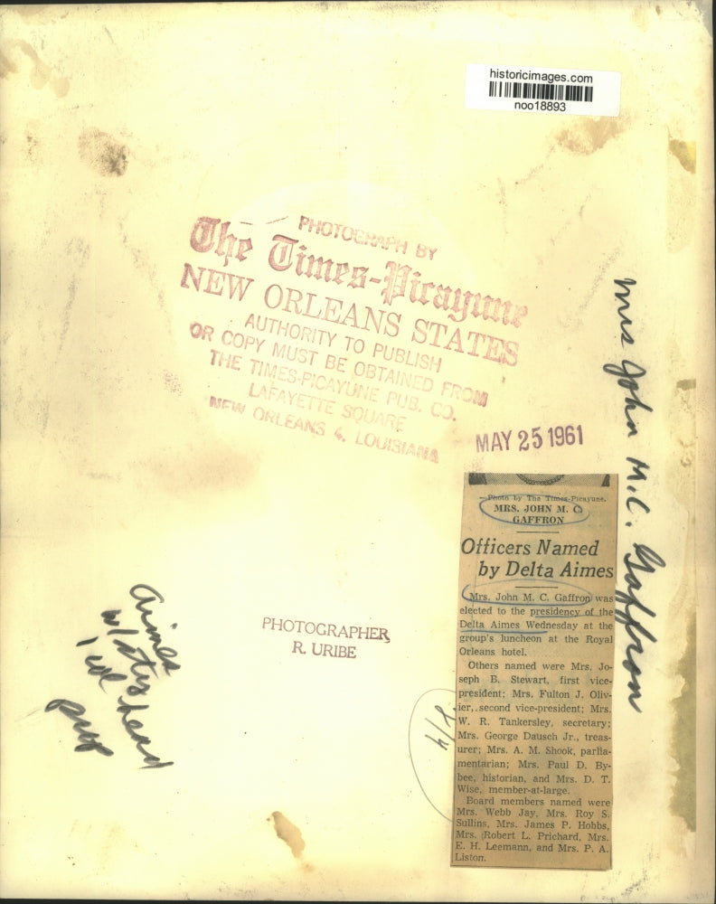 1961 Press Photo Mrs John M.C. Gaffron, presidency of Delta Aimes - noo18893