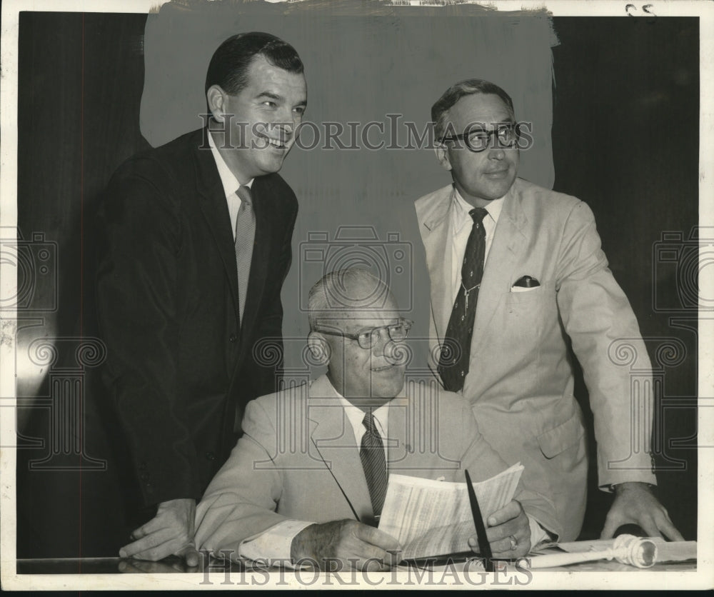 1957 Press Photo Lawrence A. Merrigan, William J. Fisher, &amp; Jacques A. Livaudais
