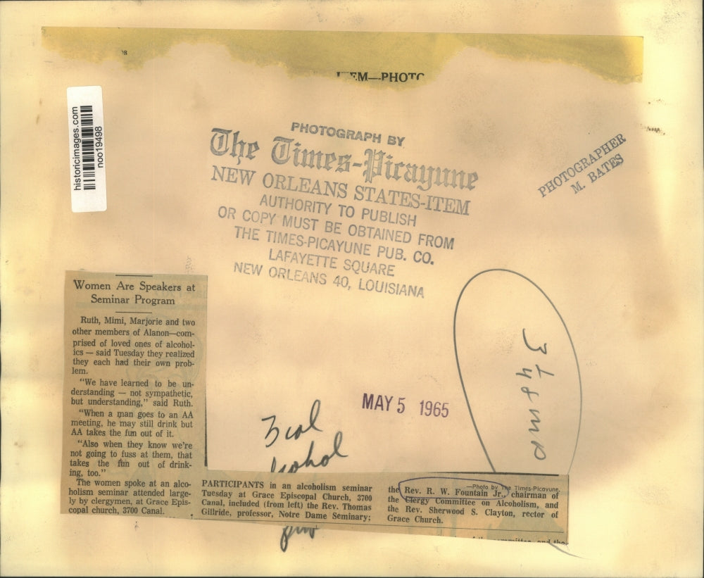 1965 Press Photo Participants in Alcoholism Seminar at Grace Episcopal Church