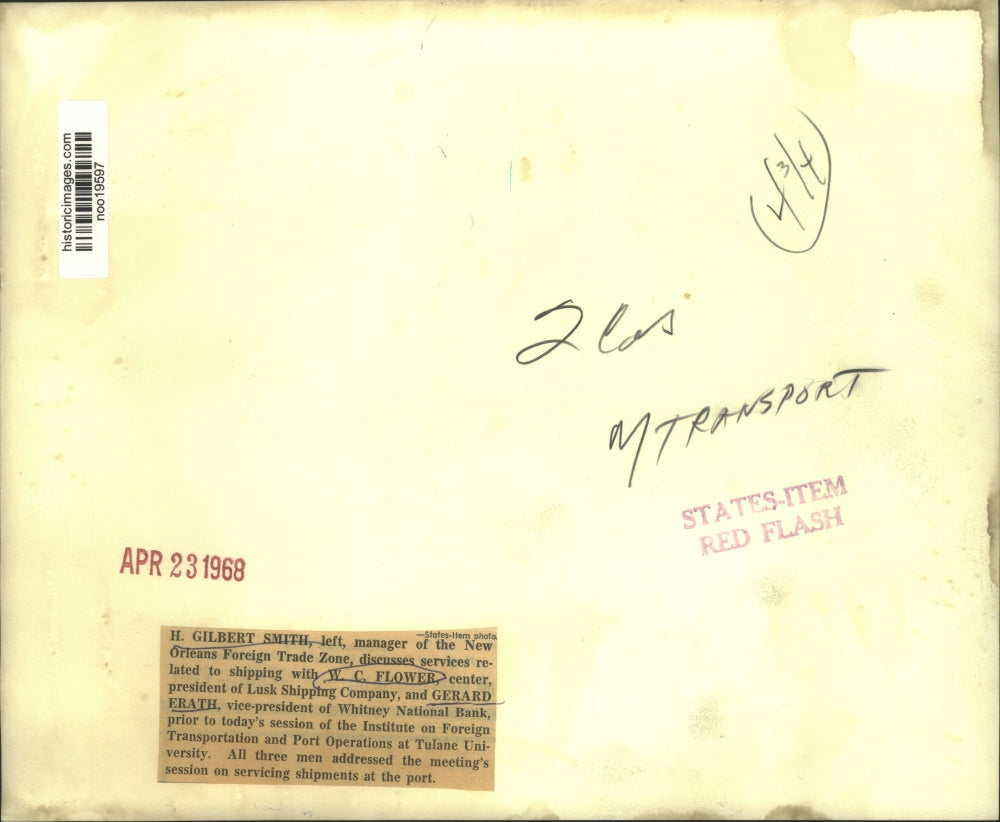 1968 Press Photo Gilbert Smith, W.C. Flower, & Gerard Frath-Foreign Trade Meet