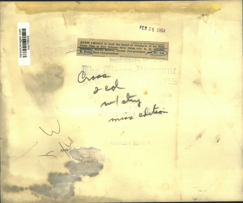 1954 Press Photo Blue Cross Plan of New Orleans managers - noo19643