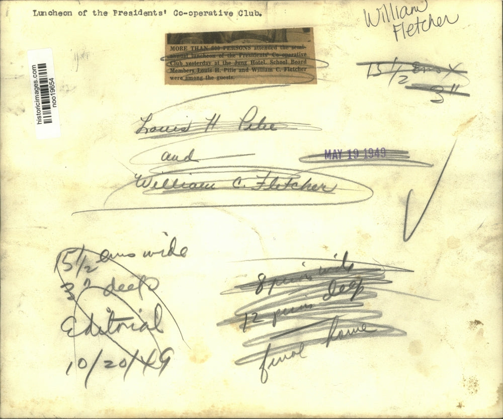 1949 Press Photo William Fletcher, Luncheon of the Presidents' Cooperative Club