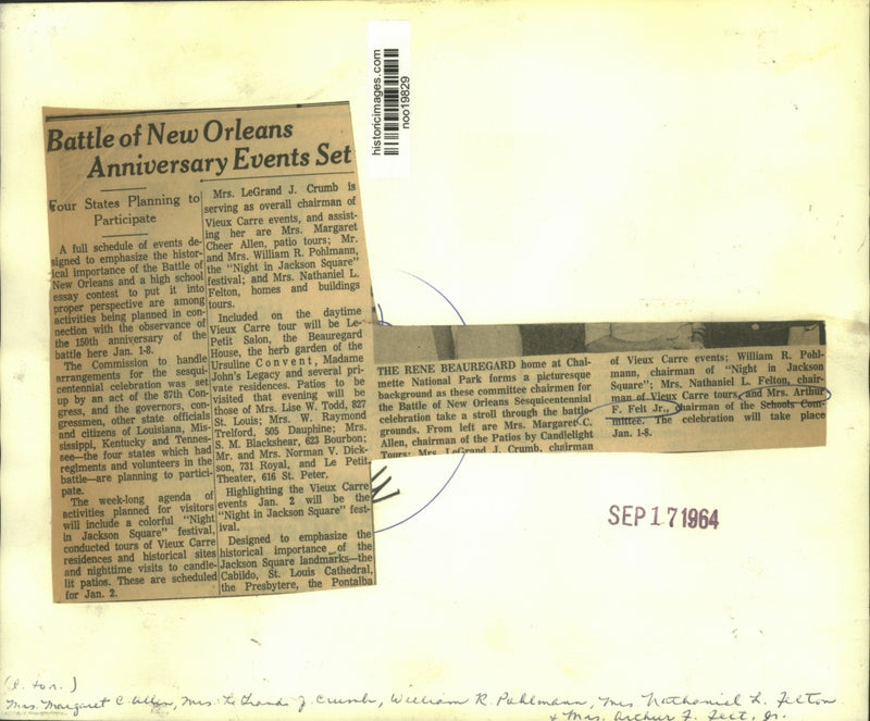 Load image into Gallery viewer, 1964 Press Photo Committee Chairmen for the Battle of New Orleans Celebration
