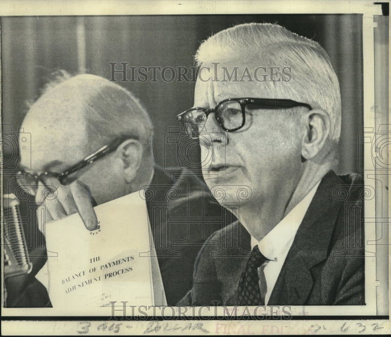 Load image into Gallery viewer, 1968 Press Photo Treasury Secretary, Secretary of State at News Conference
