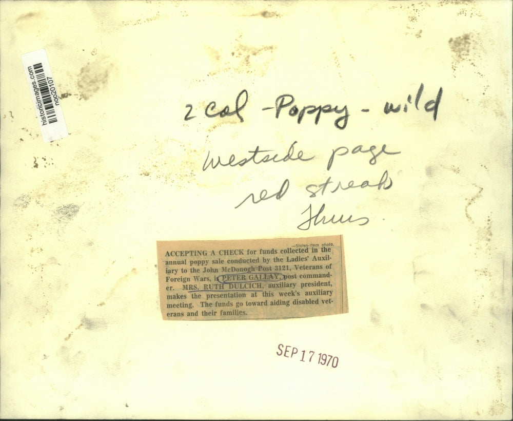 1970 Press Photo VFW Auxiliary Presents Check to VFW Post, Gretna - noo20107