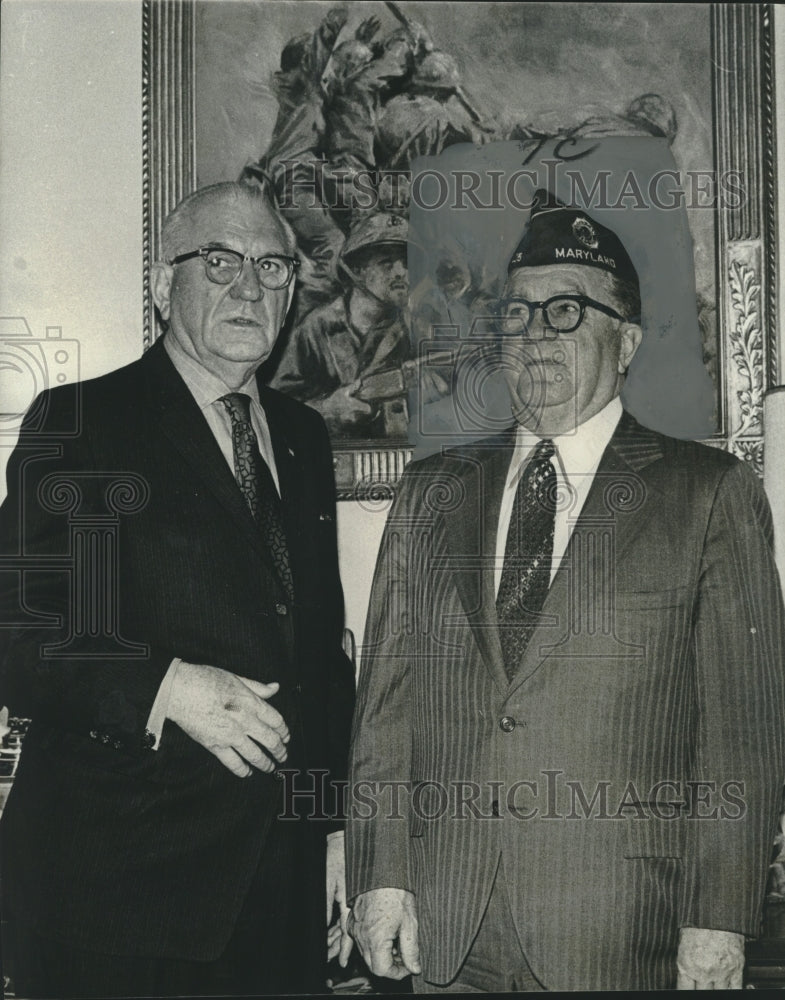 1974 Press Photo American Legion Commander Robert Eaton, Congressman F. Hebert