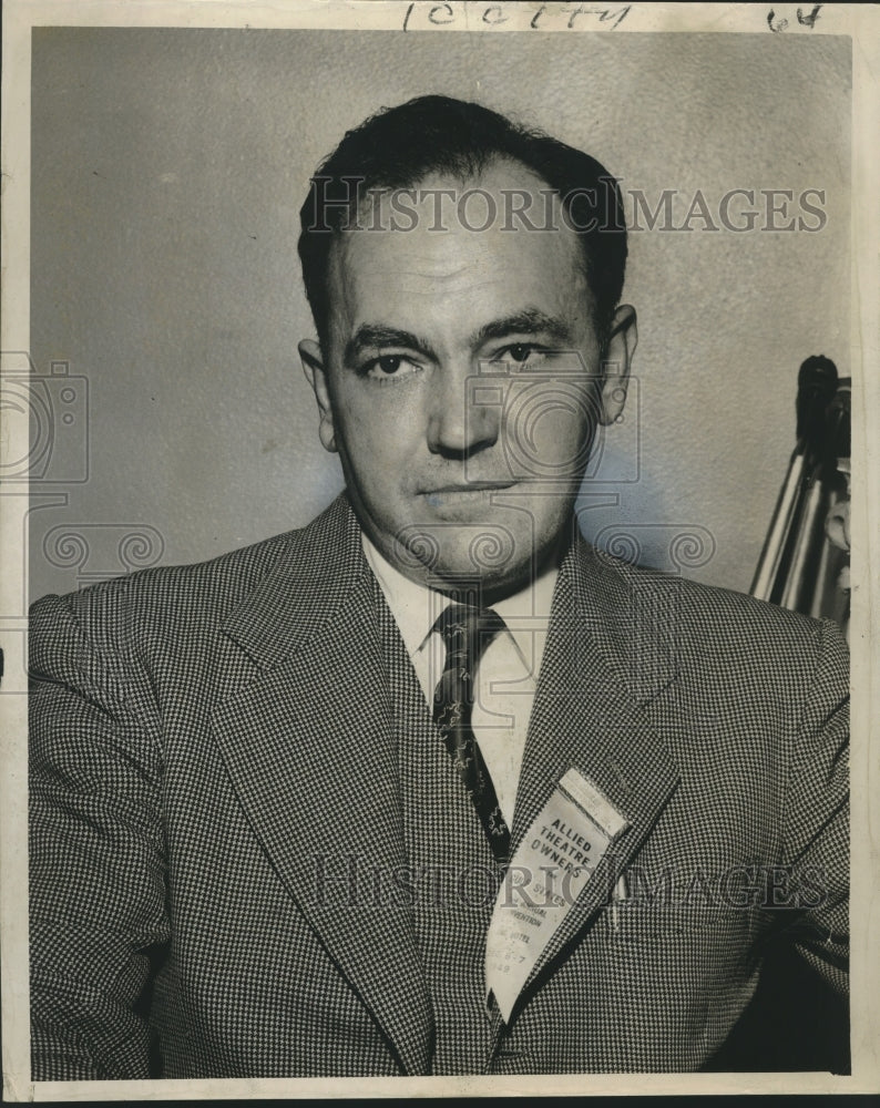 1949 Press Photo Don George Wearing Allied Theatre Owners Ribbon - noo20282