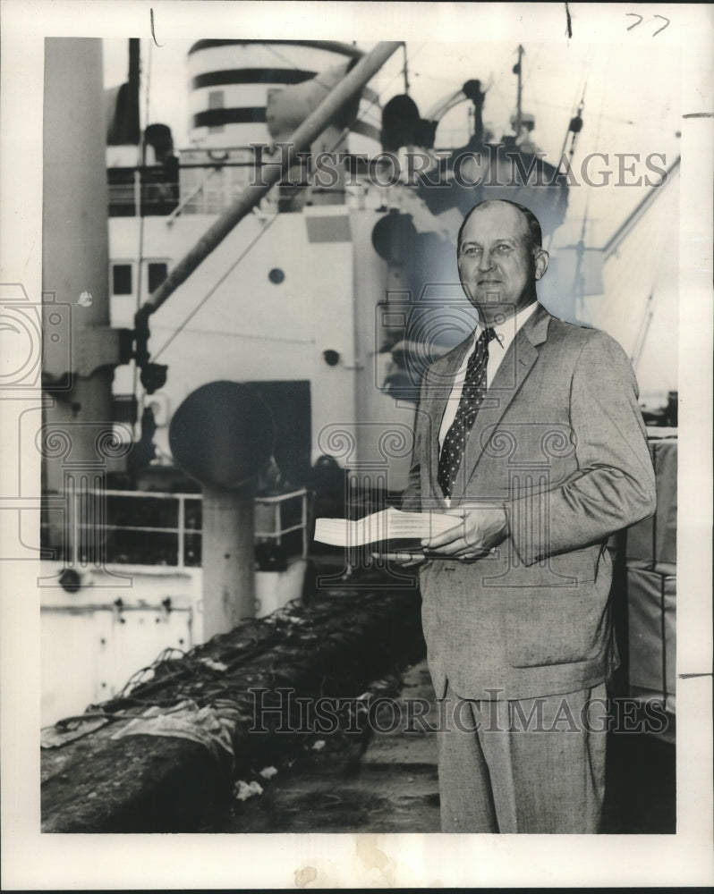 1956 Press Photo Sears Import-Export Manager Joe Gardner, New Orleans- Historic Images