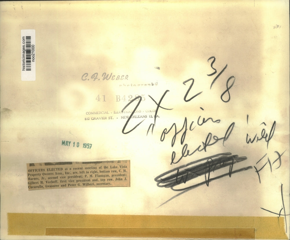 1957 Press Photo Lake Vista Property Owners Association Officers, New Orleans