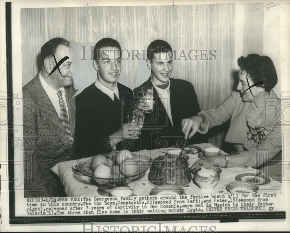 1954 Press Photo Georgescu Family Gathers with Sons for First Time in America