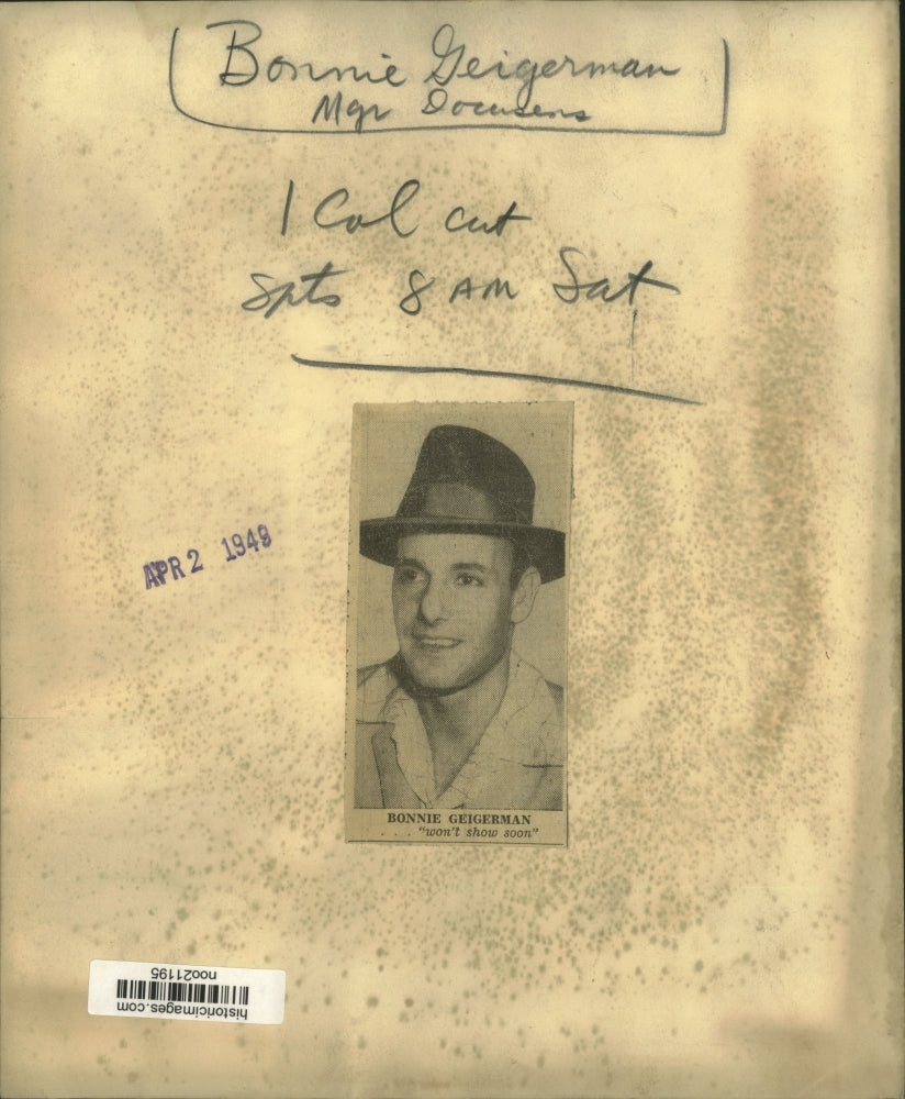 1948 Press Photo Boxing Manager Bonnie Geigerman - noo21195