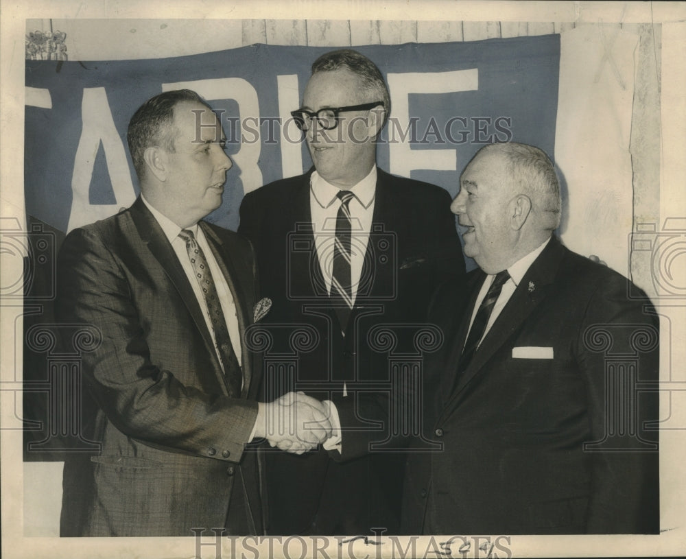 1965 Press Photo Equitable Life Assurance Society Agent Congratulates Successor- Historic Images