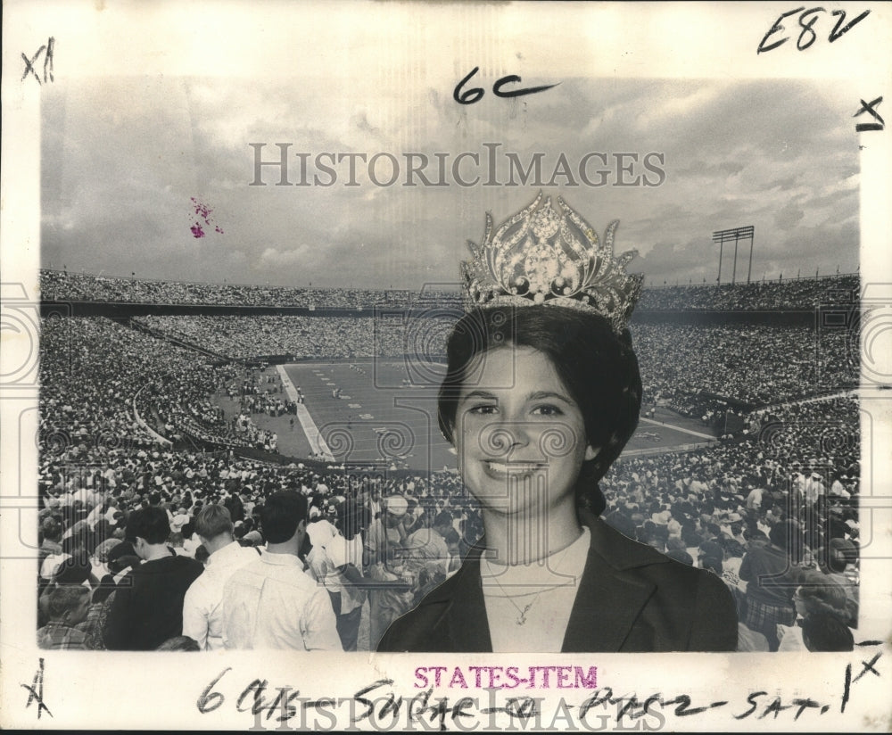 1968 Press Photo Louisiana Rice Queen at New Orleans Sugar Bowl Football Stadium- Historic Images