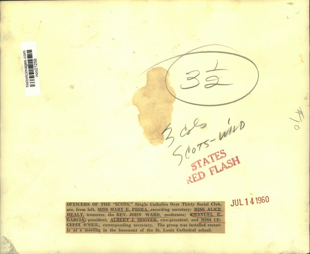 1960 Press Photo New Orleans Single Catholics Social Club Officers, New Orleans