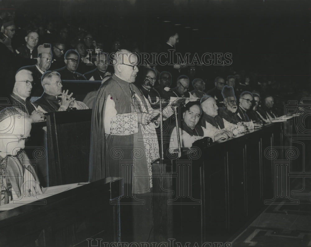 1964 Press Photo Bishop Charles Greco Addressing Ecumenical Assembly - noo21471