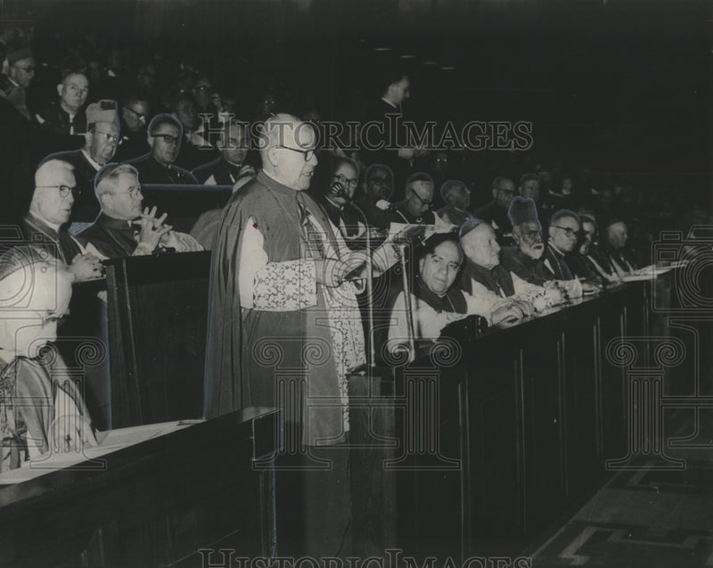 Load image into Gallery viewer, 1964 Press Photo Bishop Charles Greco Addressing Ecumenical Assembly - noo21471
