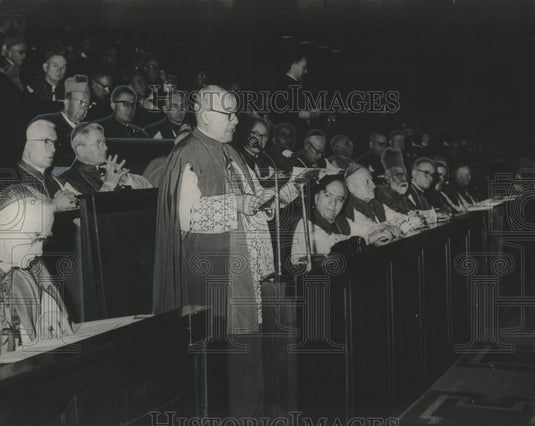 1964 Press Photo Bishop Charles Greco Addressing Ecumenical Assembly - noo21471