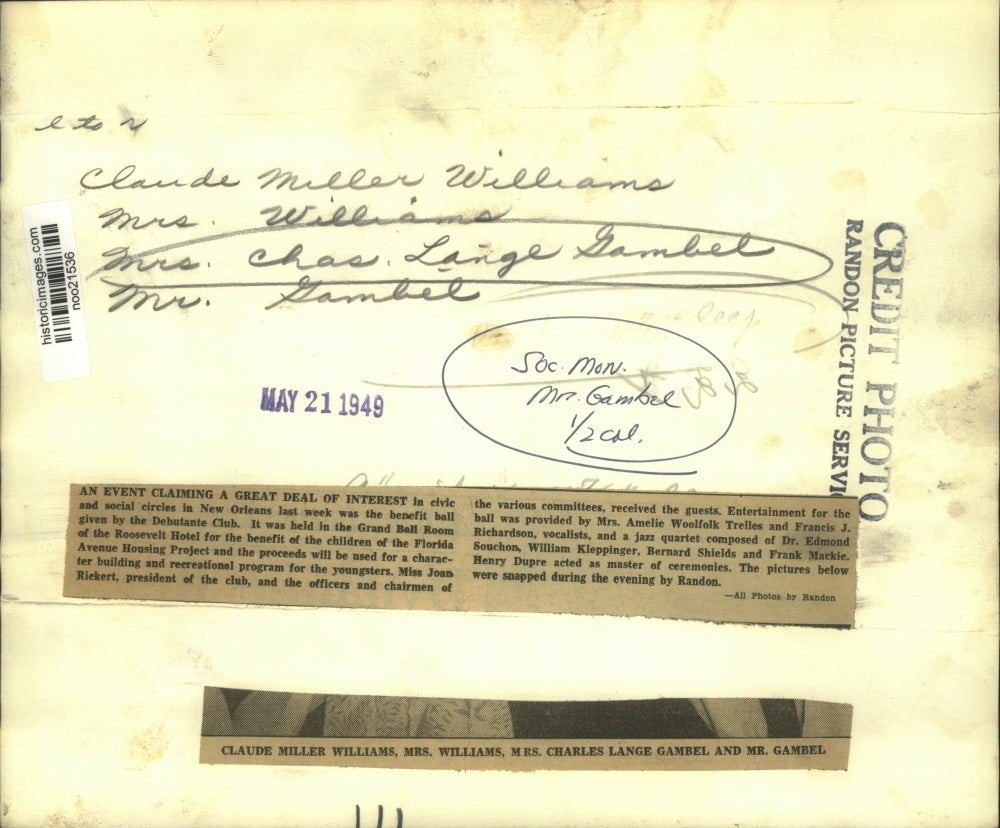 1949 Press Photo Debutante Club Benefit Ball Guests, New Orleans - noo21536