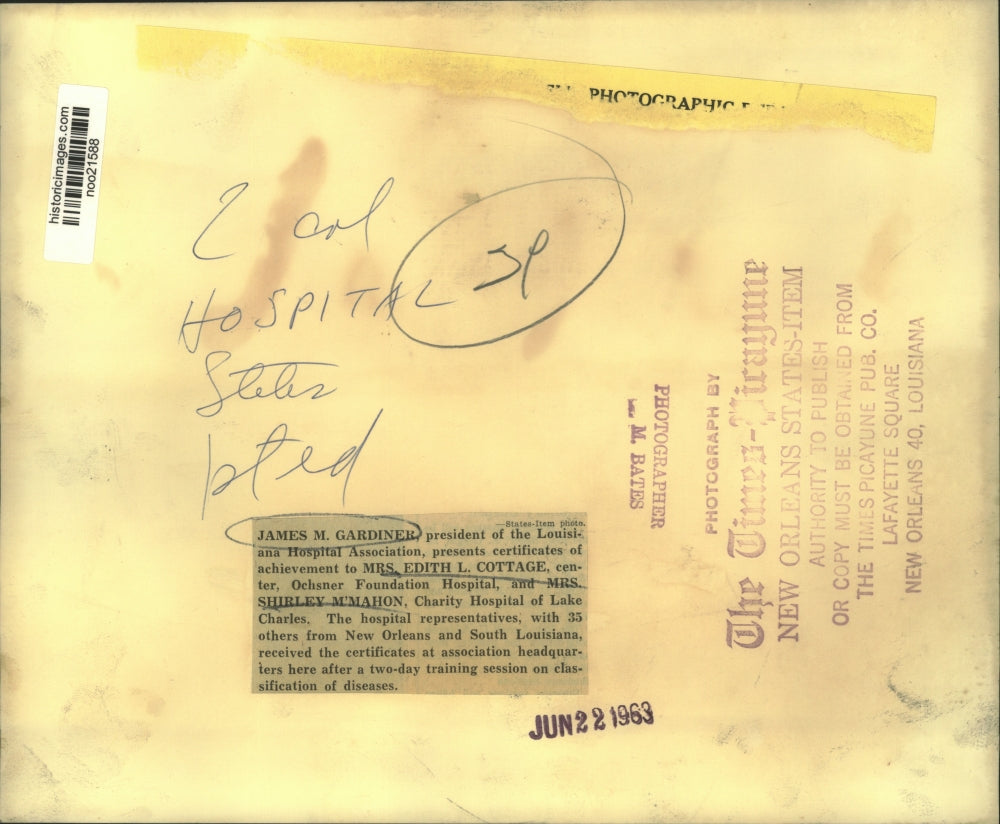 1963 Press Photo Hospitals Cited by Louisiana Hospital Association, New Orleans