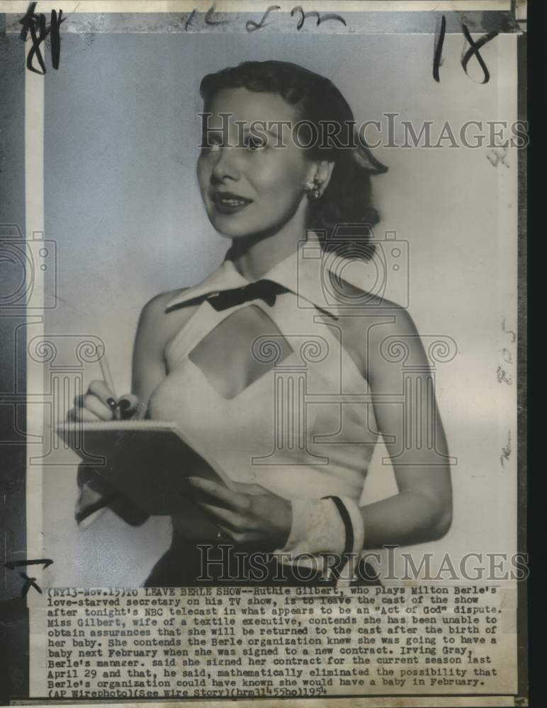 1954 Press Photo Actress Ruthie Gilbert - noo21654- Historic Images