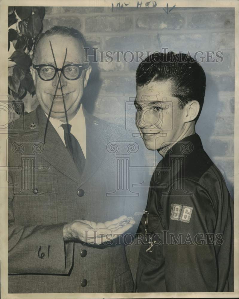 1963 Press Photo New Orleans Boy Scout Paul Gisclair Honored by Harry Maxfield- Historic Images