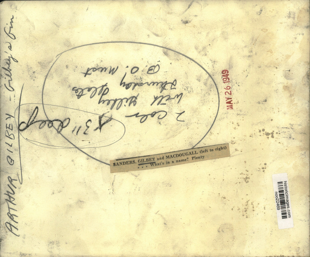 1949 Press Photo Sanders & Allan MacDougall & Arthur S. Gilbey of Gilbey's Gin