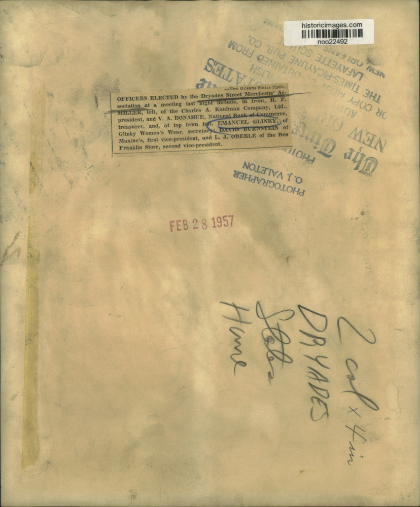 1957 Press Photo Officers of the Dryades Street Merchants Association