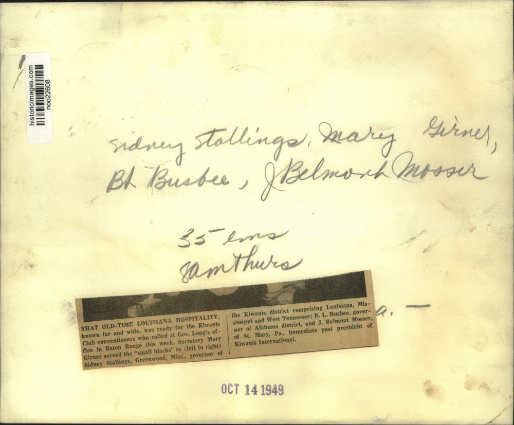 1949 Press Photo Kiwanis Club Convention Visitors At Governor Long's Office