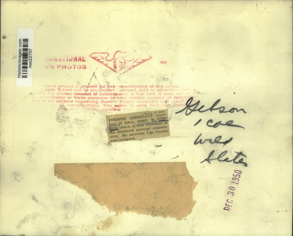 1950 Press Photo John W. Gibson, Displaced Persons' Commission - noo22757