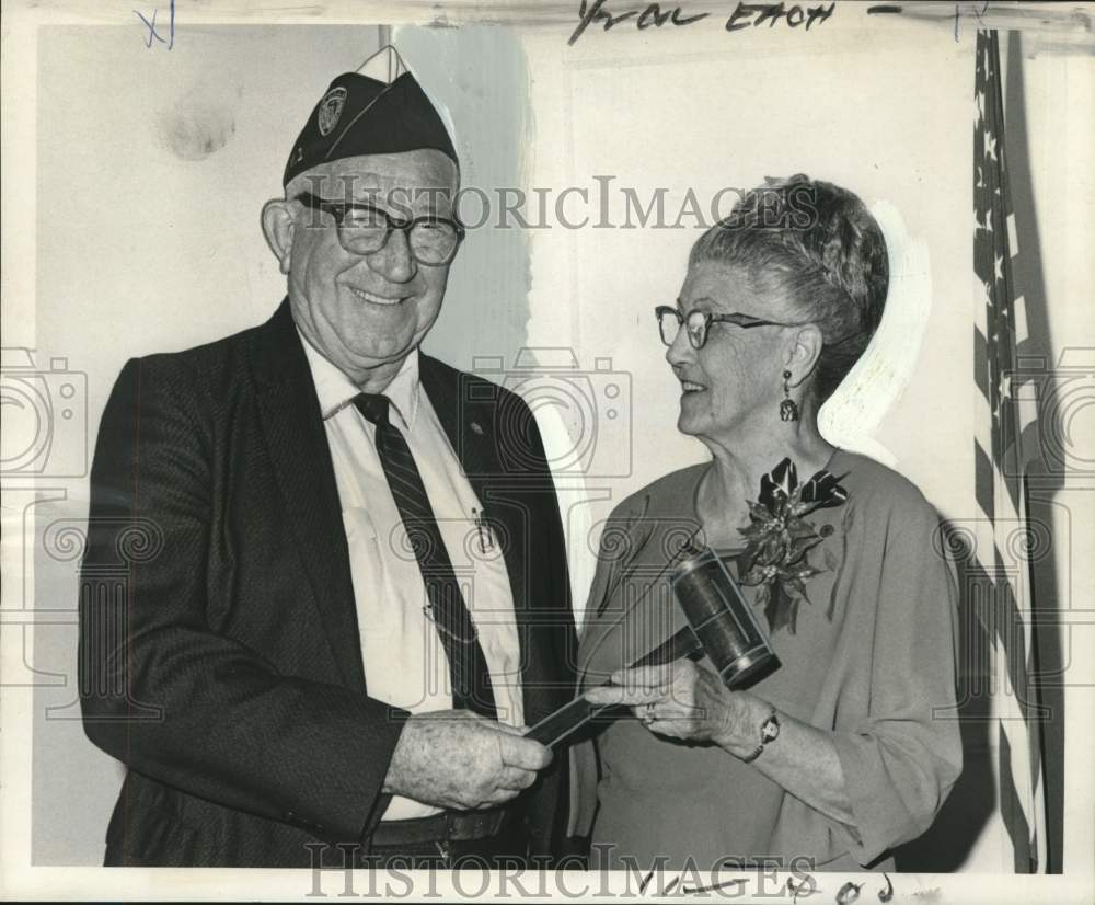 1967 Press Photo Clinton P. Gomez, Mrs. Luda Gros, West Bank Barracks &amp; auxilary