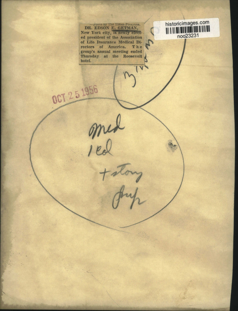 1956 Press Photo Dr. Edson E. Getman, president Association of Life Insurance