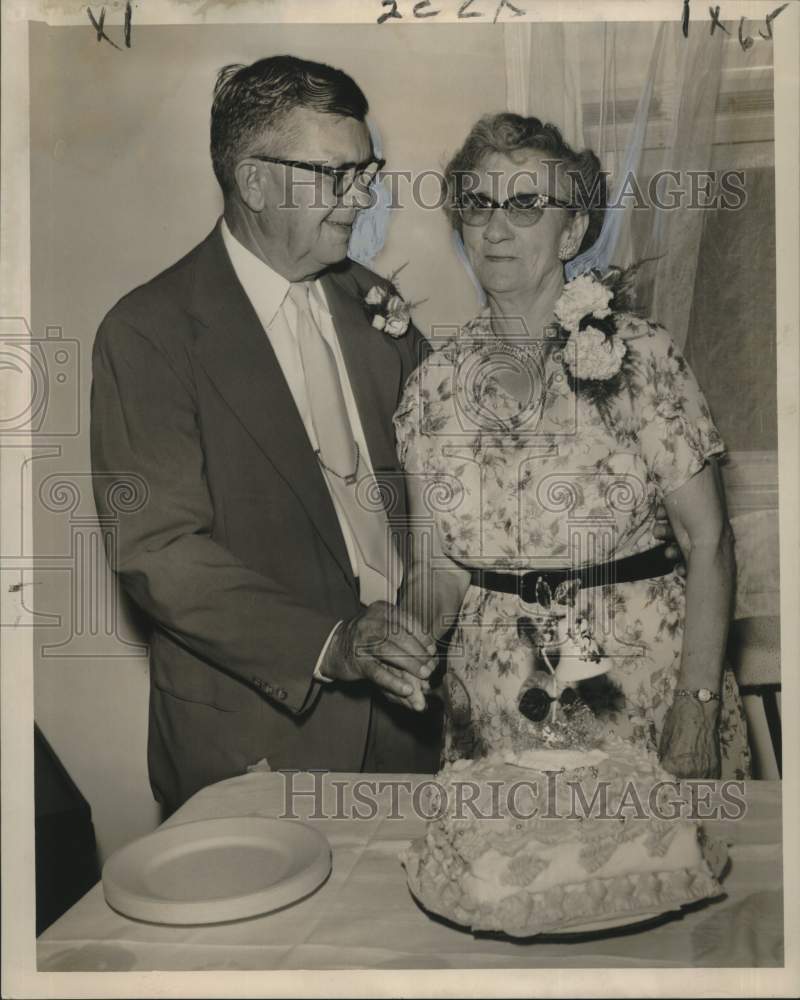 Load image into Gallery viewer, 1956 Press Photo Mr. and Mrs. Charles Gonzales, 50th wedding anniversary
