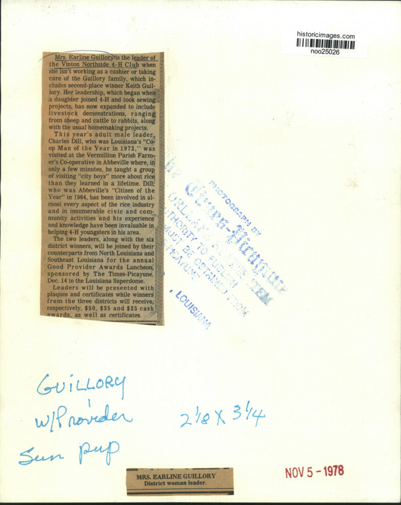 1978 Press Photo Vinton Northside 4-H Club Leader Earline Guillory - noo25026