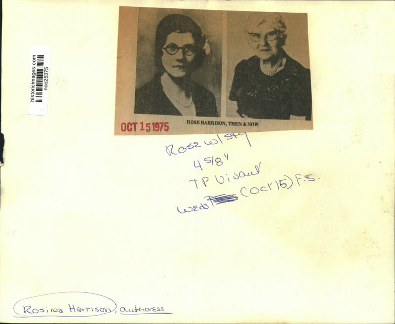 Load image into Gallery viewer, 1975 Press Photo Rose Harrison, Then &amp; Now, authoress - noo25375
