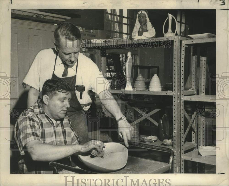 Load image into Gallery viewer, 1969 Press Photo teacher with student at Gumbel Vocational Training Center in LA
