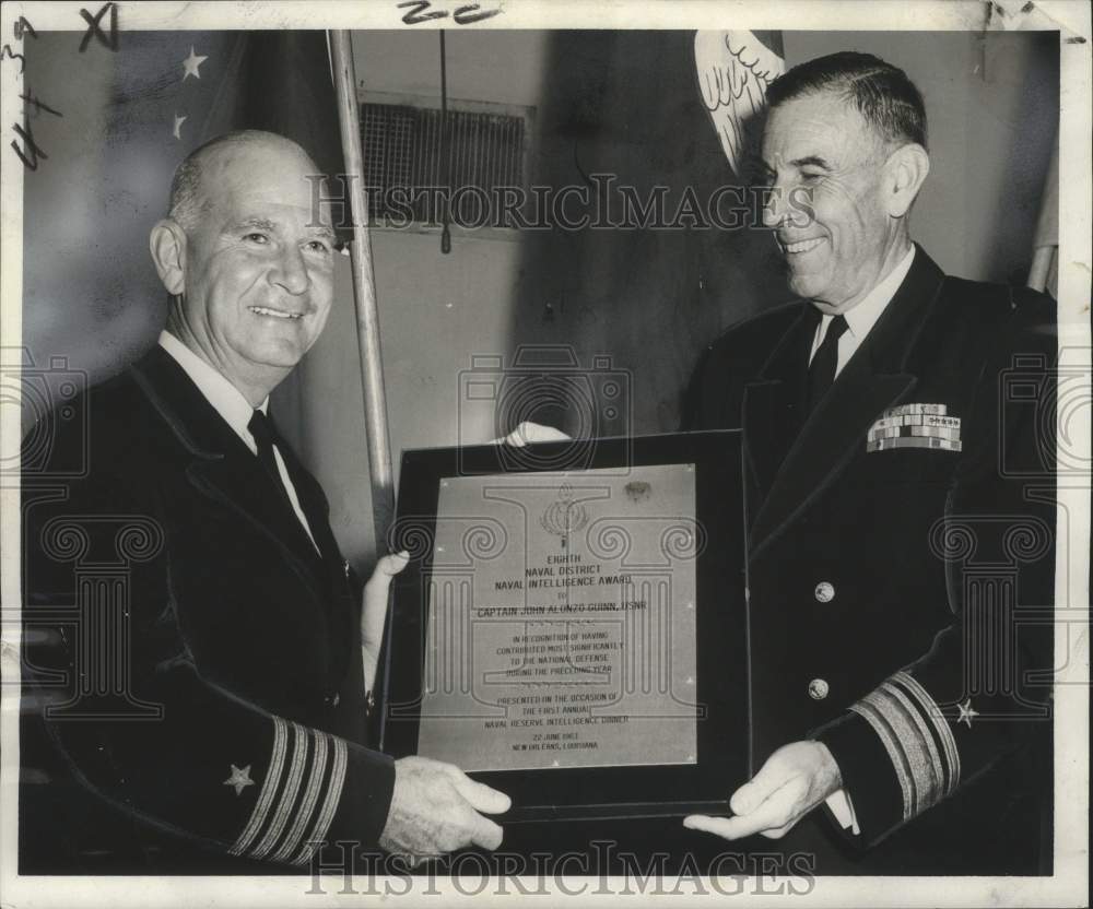 1963 Press Photo U.S. Navy Captain John Guinn and Rear Admiral Charles Lyman- Historic Images