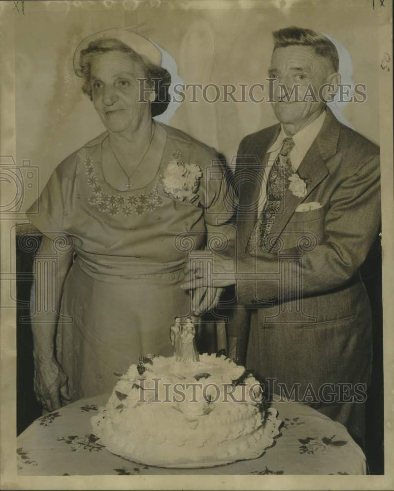 Load image into Gallery viewer, 1956 Press Photo Mr. &amp; Mrs. Lawrence Haber on 50th wedding anniversary in LA
