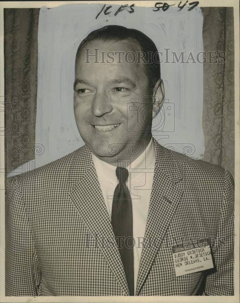 Load image into Gallery viewer, 1964 Press Photo Gilbert (Buddy) Groetsch, Pres. Louisiana Wholesale Grocers
