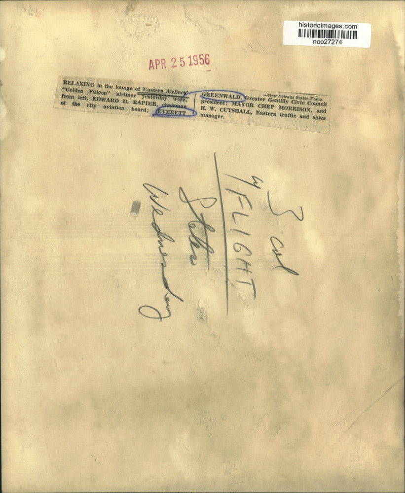 1956 Press Photo New Orleans traffic and city officials in "Golden Falcon" plane