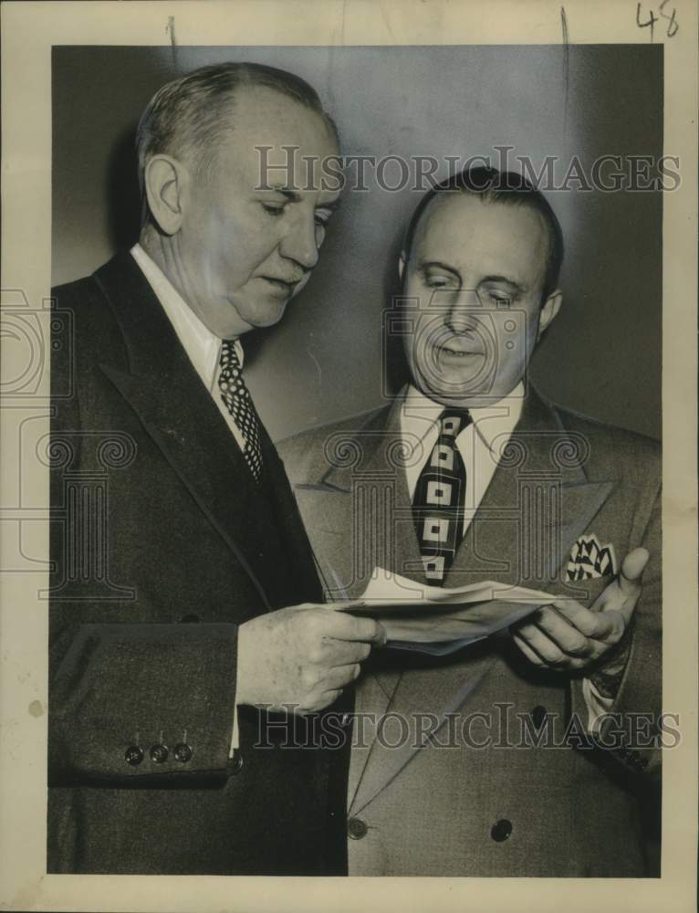 1948 Press Photo Credit Men H.H. Heimann, C.E. Fernald at Meeting - noo28089- Historic Images