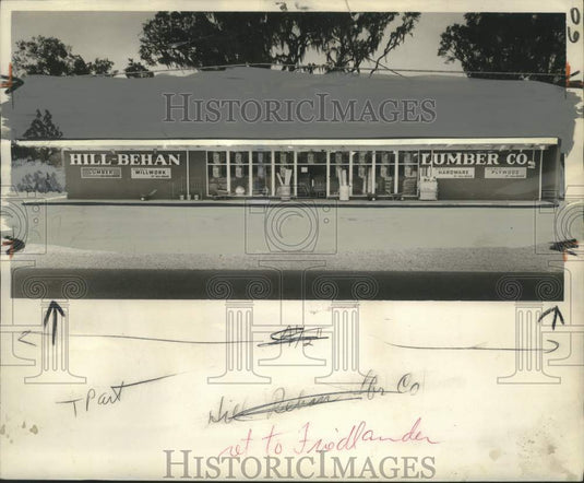 1959 Press Photo Hill-Behan Lumber Company at 11020 Chef Menteur Highway