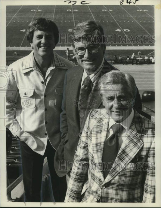 1974 Press Photo NBC-TV football sportscasters Gowdy, DeRogatis & Meredith- Historic Images
