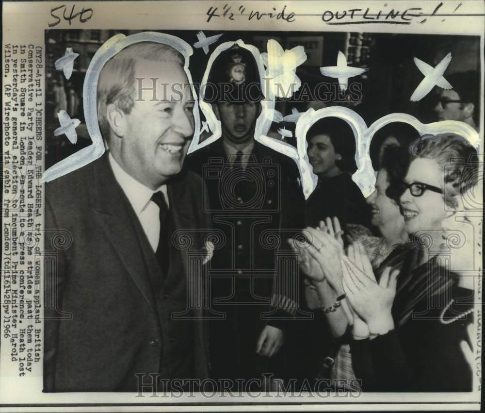 1966 Press Photo British Conservative Party leader Edward Heath at Smith Square- Historic Images