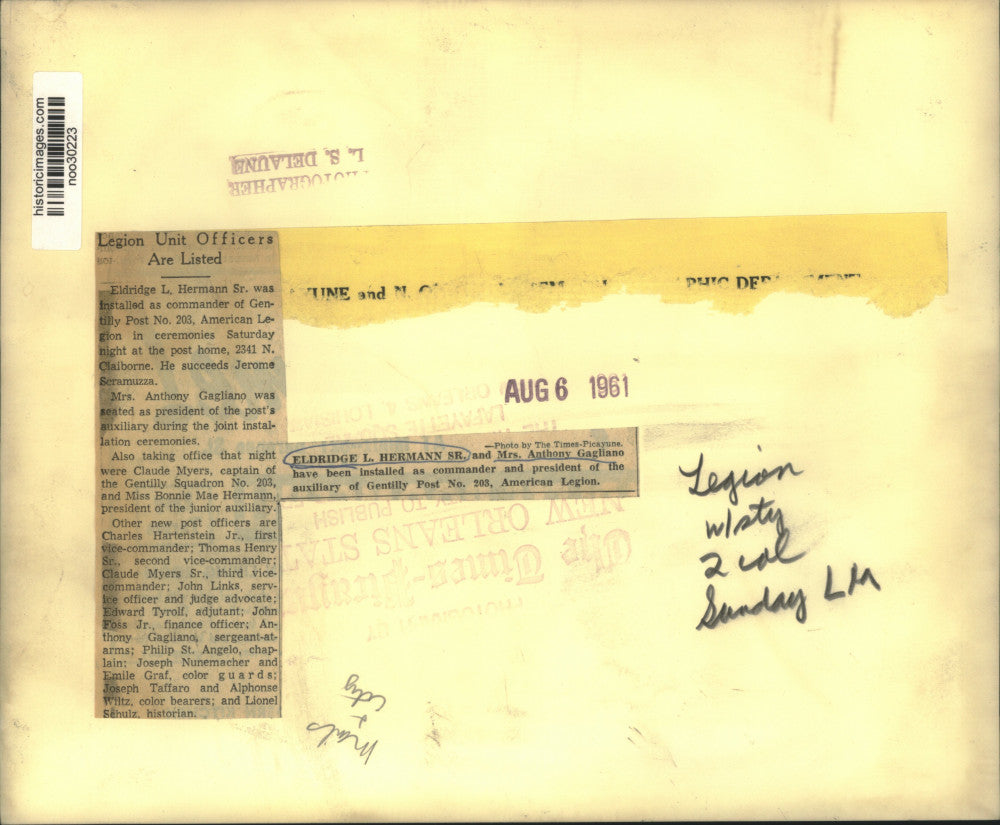 1961 Press Photo Commander & President of American Legion and Auxiliary