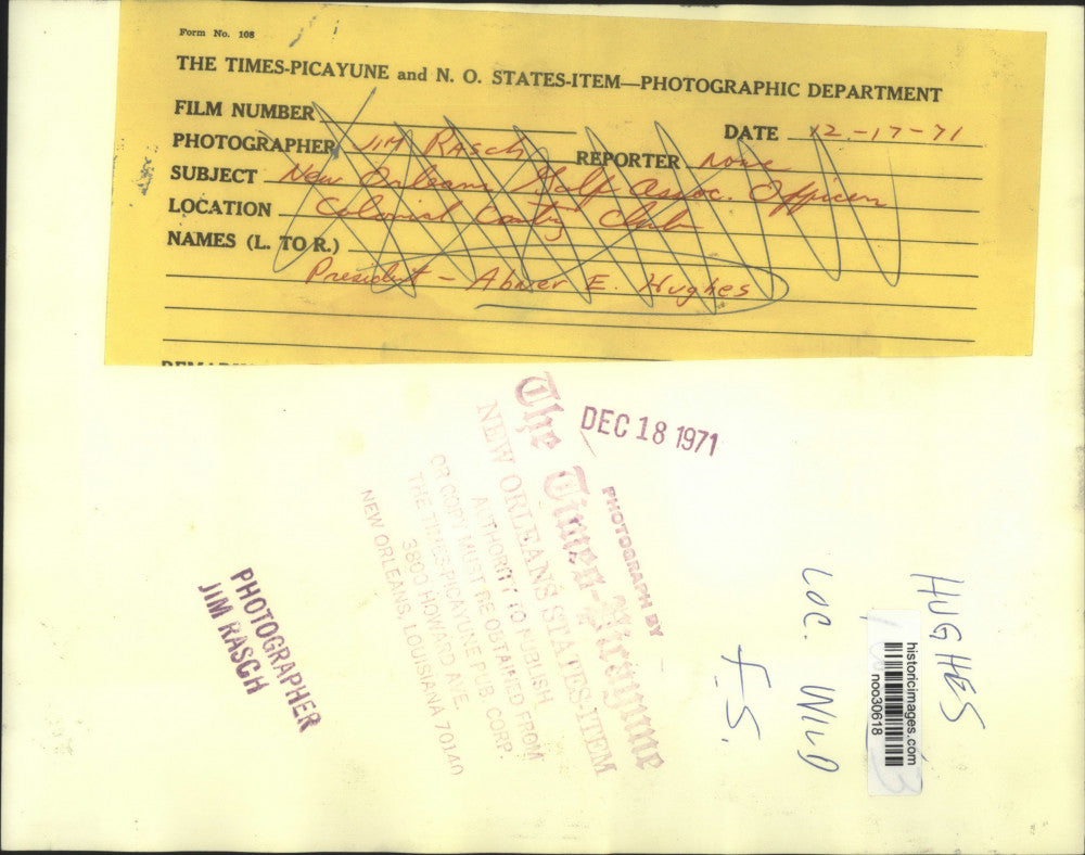 1971 Press Photo New Orleans Golf Association Officer President Abner E. Hughes