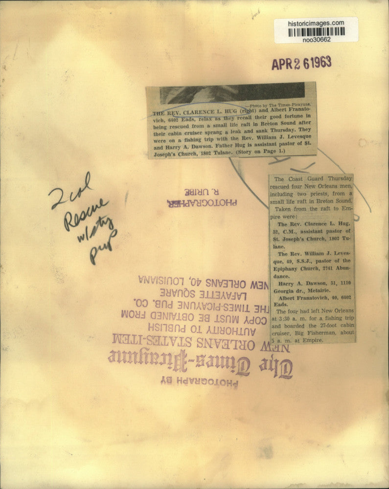 1963 Press Photo Reverend Clarence L. Hug & Albert Franatovich- Recall old times