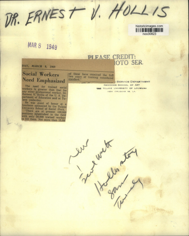 1949 Press Photo Department of Education Official Dr. Earnest V. Hollis