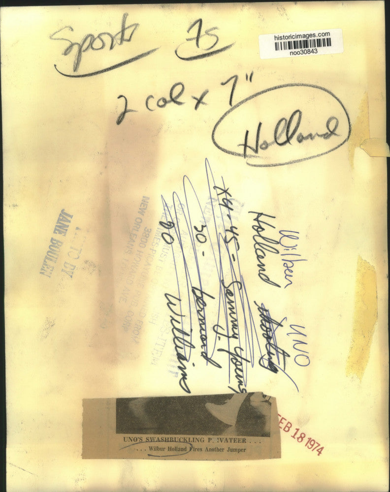 1974 Press Photo University of New Orleans basketball player Wilbur Holland