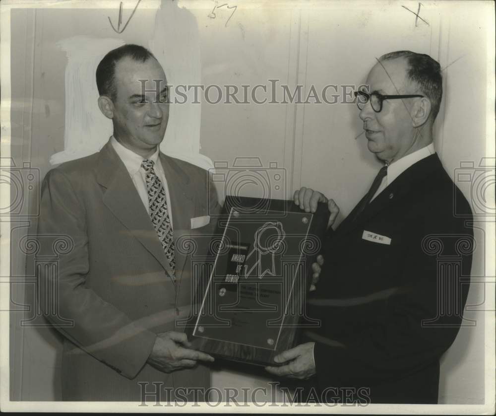 1957 Press Photo Camiel Hoctel recipient of the National Safety Council's Award