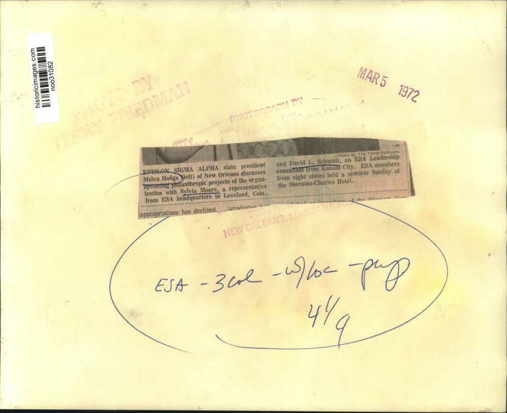 1972 Press Photo Epislon Sigma Alpha State Seminar at Sheraton-Charles Hotel